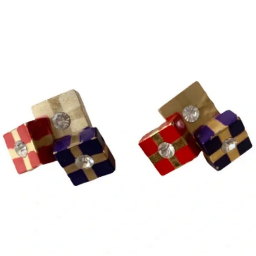 Vintage Christmas Wrapped Present Pierced Earrings